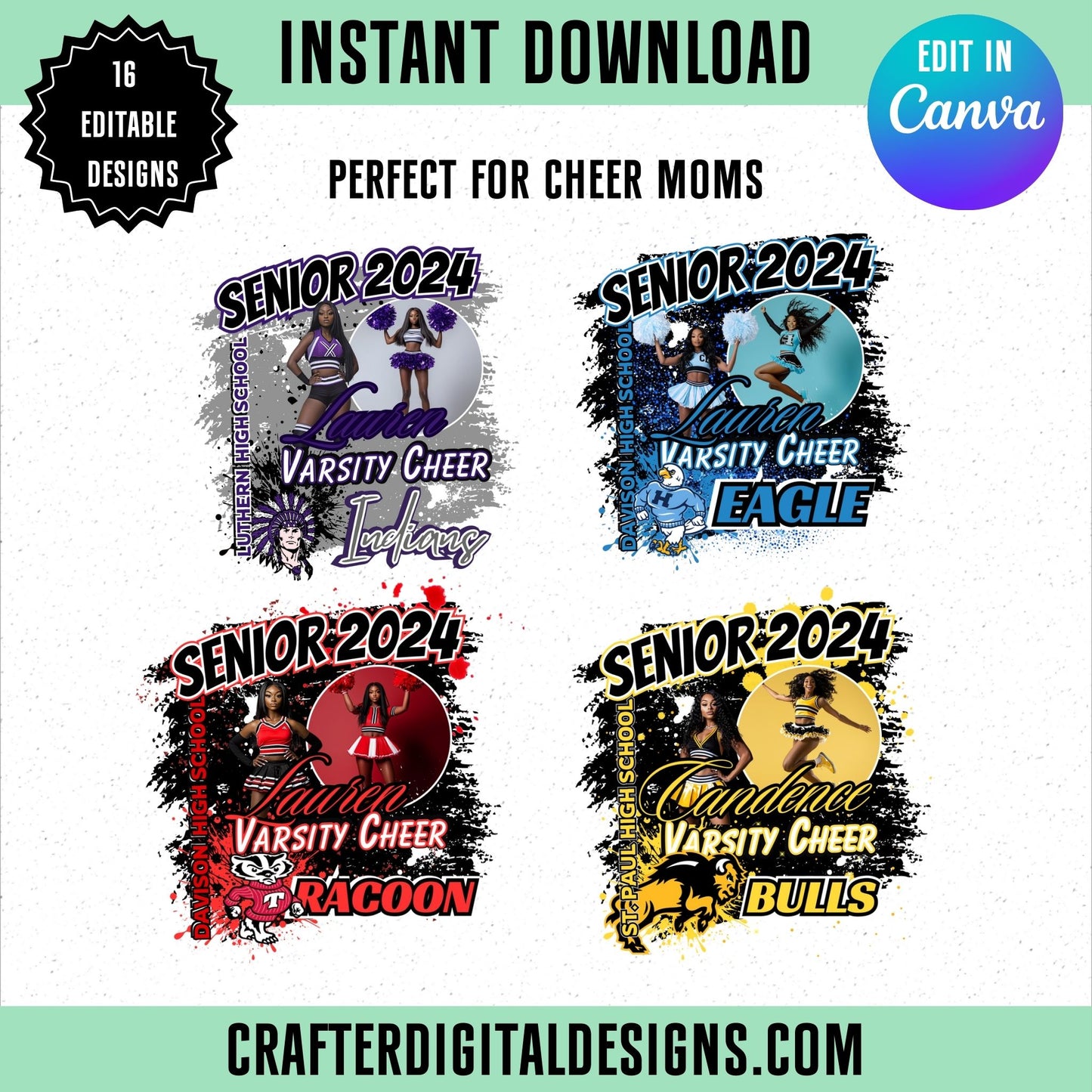 Canva Cheer Mom Designs (16 Editable Designs)