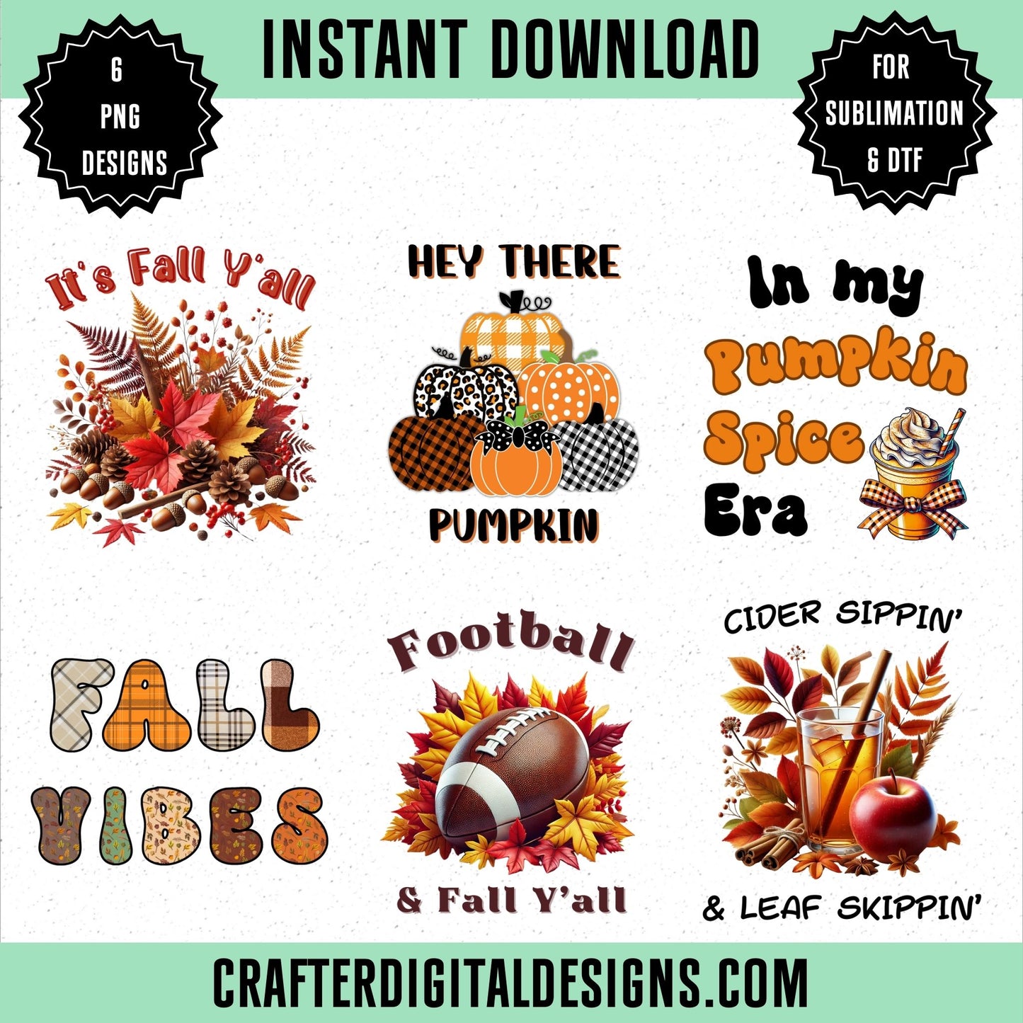 6 Fall PNG Designs with Transparent Backgrounds